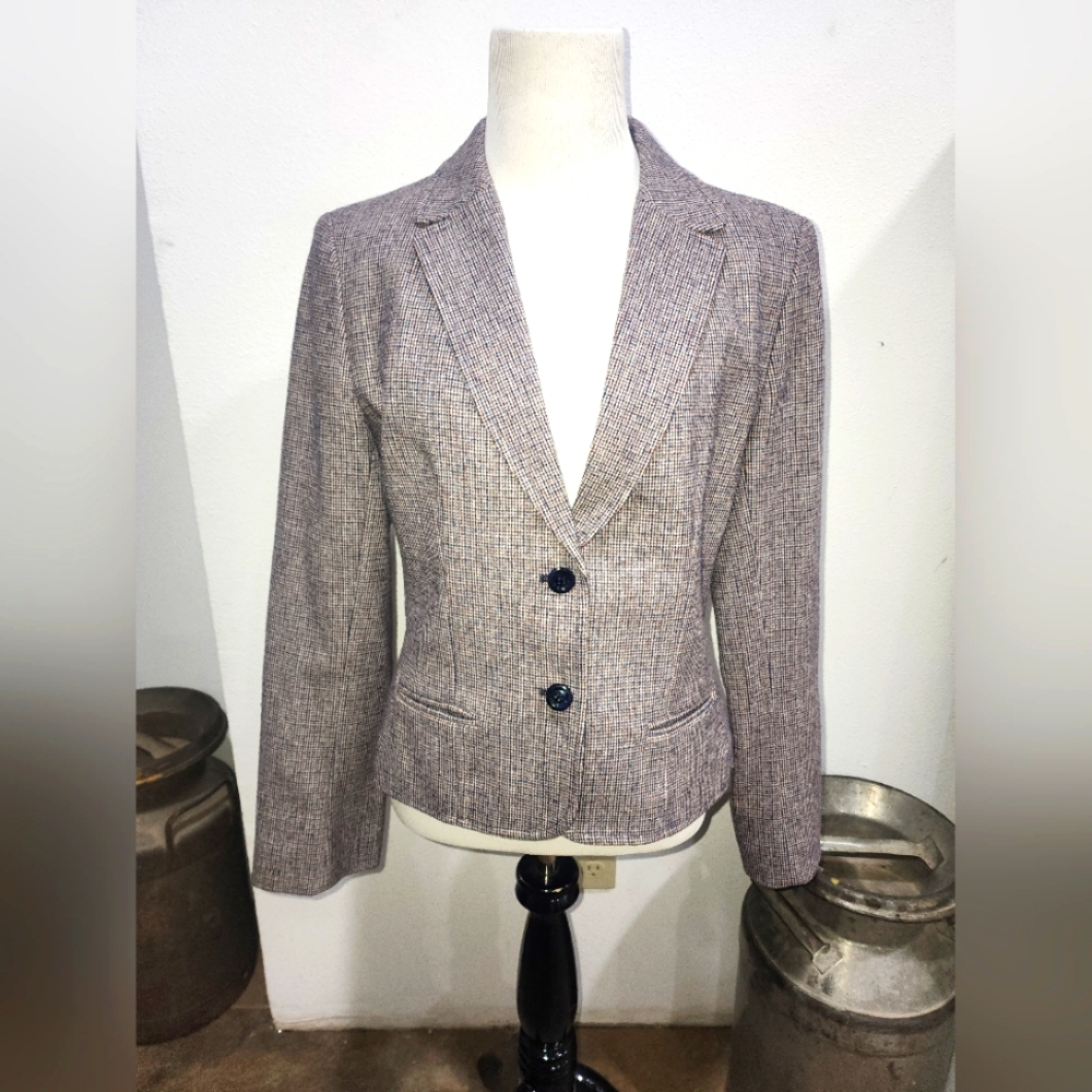 Young Pendleton Virgin Wool Blazer Sz 11-12 XL Brown Blue Girls Teenager USA